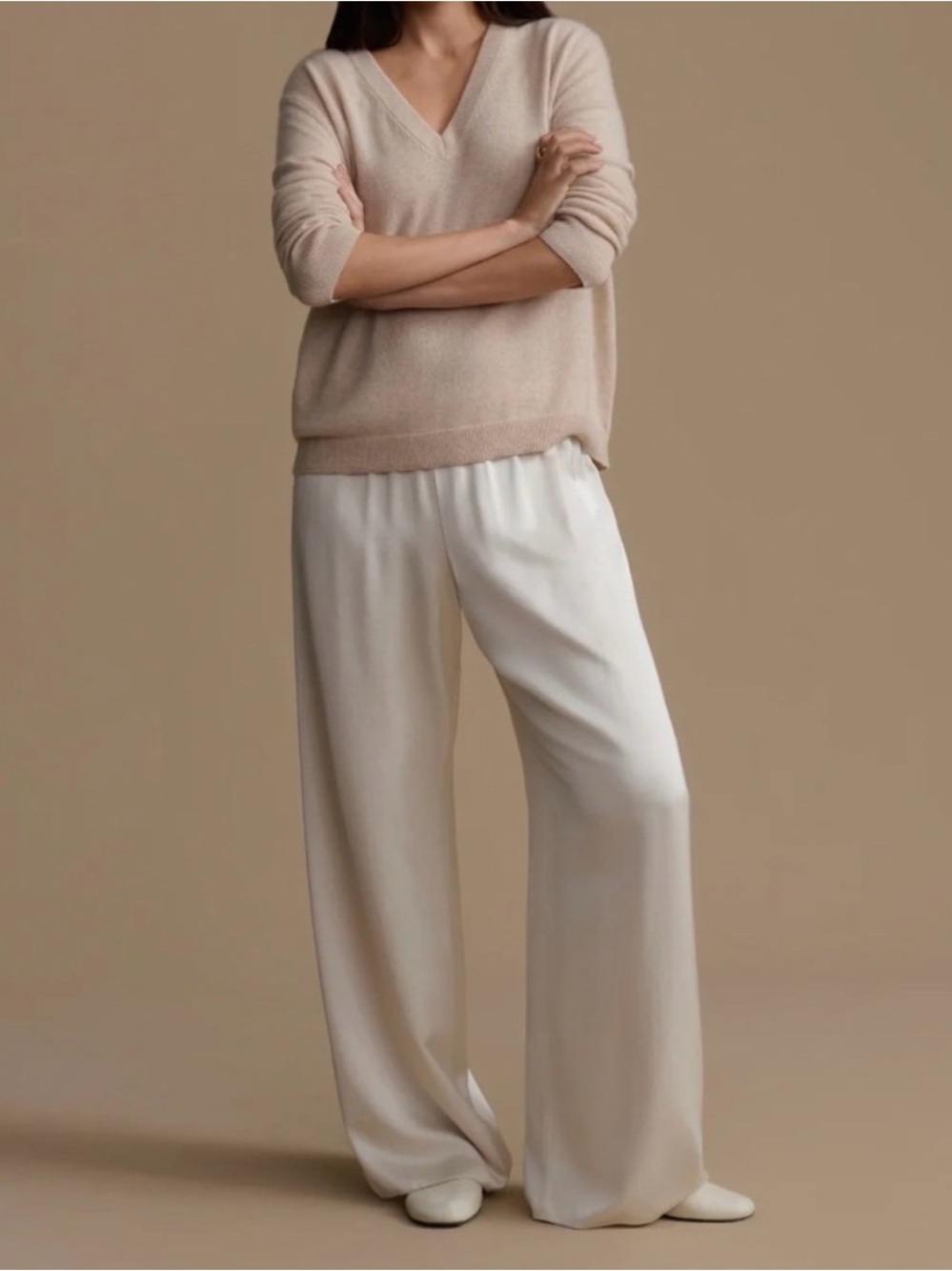 NWT Jenni Kayne Demi Ivory Pants Wide Leg Trouser Pull On XL C